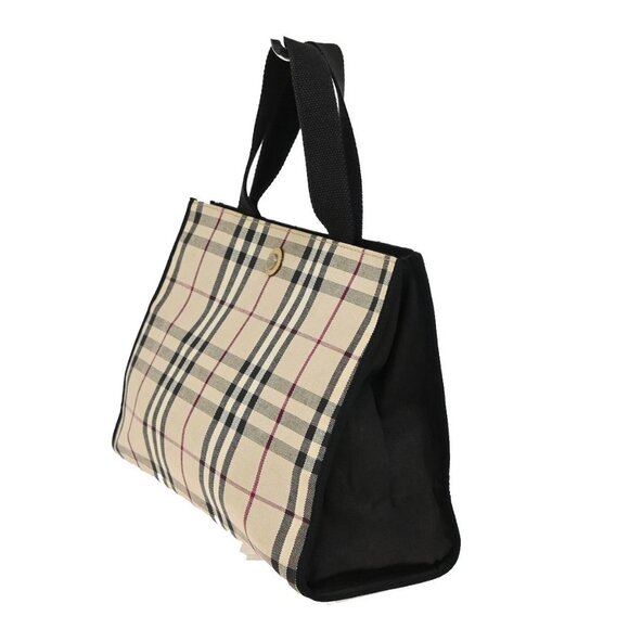 BURBERRY Logo Nova Check Hand Tote Bag Canvas Leather Beige Black 05KA814 - Picture 2 of 16